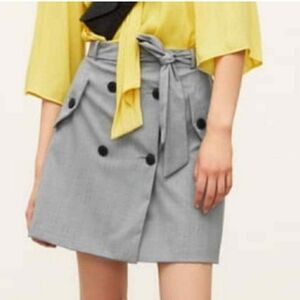 Gray Buttoned Wrap Skirt